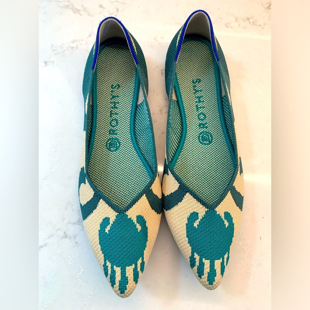 Rothy's Ikat Green Flats Shoes Size 9 - Picture 3 of 10